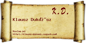 Klausz Dukász névjegykártya